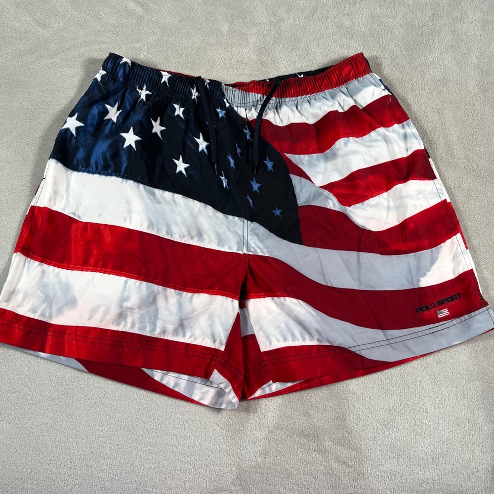 Polo Sport Ralph Lauren Swim Trunks Men's XXL American Flag Stars and Stripes
